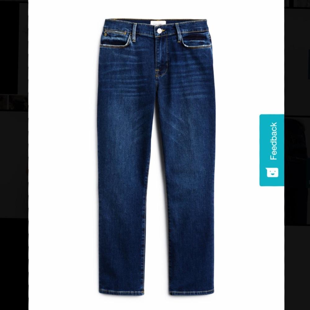 Frame dark denim le high straight jean size 24